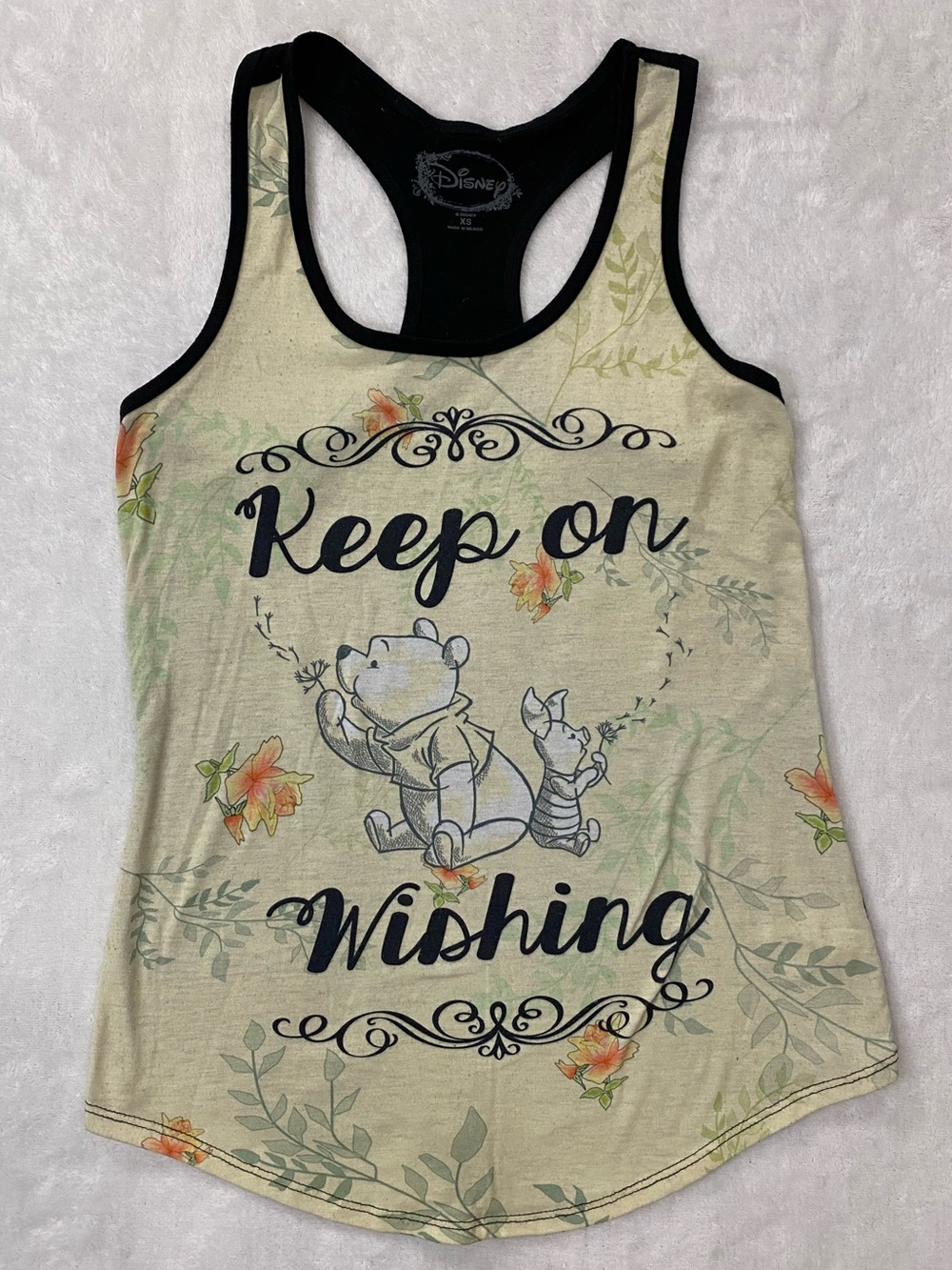 Disney "Keep on Wishing" Winnie the Pooh Floral Tank Top - (XS)